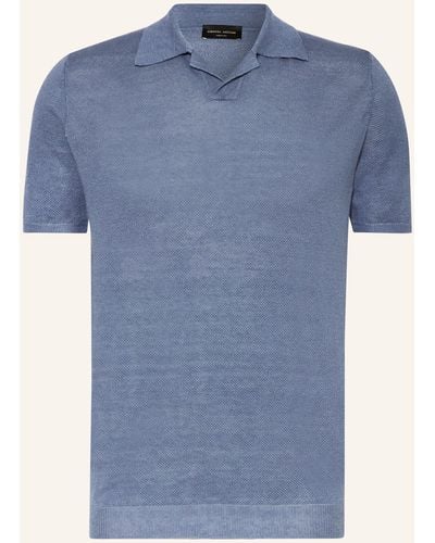 Roberto Collina Strick-Poloshirt aus Leinen - Blau