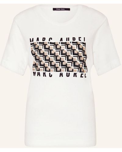 MARC AUREL T-Shirt mit Schmucksteinen - Natur