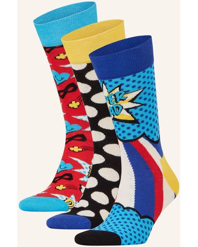 Happy Socks 3er-Pack Socken mit Geschenkbox - Blau