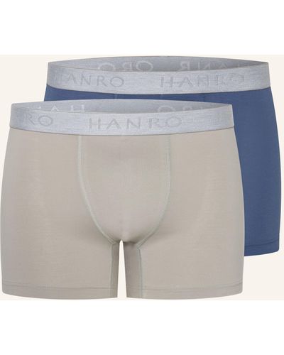 Hanro 2er-Pack Boxershorts COTTON ESSENTIALS - Blau