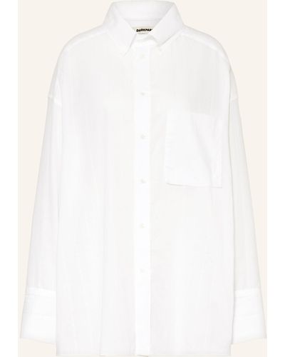 DARKPARK Oversized-Hemdbluse NATHALIE mit Glitzergarn - Weiß