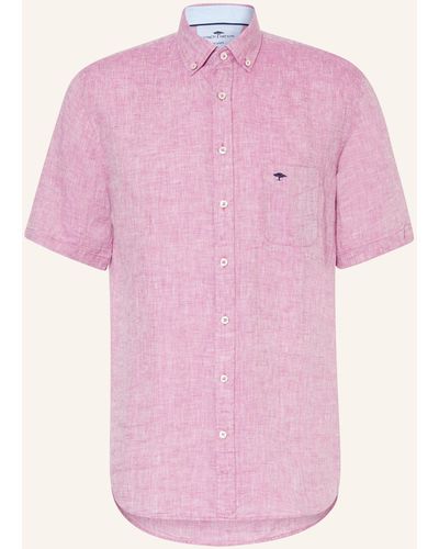 Fynch-Hatton Kurzarm-Hemd Comfort Fit aus Leinen - Pink