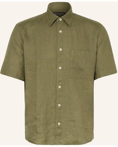 Marc O' Polo Kurzarm-Hemd Regular Fit aus Leinen - Grün
