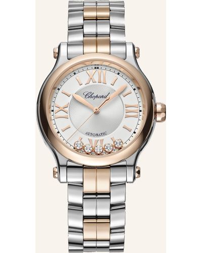 Chopard Uhr HAPPY SPORT Uhr mit 33 mm Gehäuse, Automatik, 18 Karat Roségold, Edelstahl und Diamanten - Mettallic