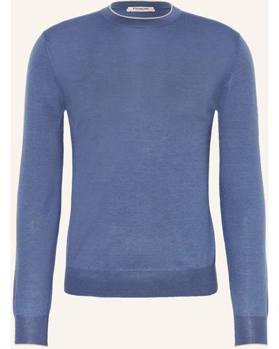 FIORONI CASHMERE Cashmere-Pullover mit Seide - Blau