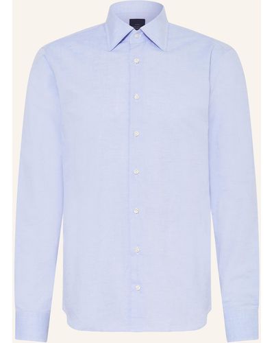 EDUARD DRESSLER Hemd Shaped Fit mit Leinen - Blau