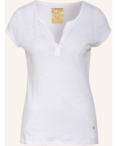 Mos Mosh T-Shirt TROY mit Leinen - Weiß