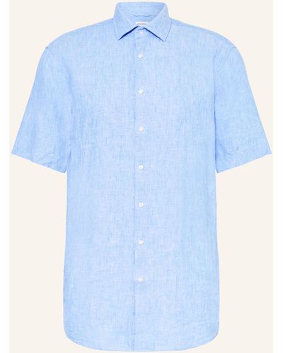 Seidensticker Kurzarm-Hemd Regular Fit aus Leinen - Blau