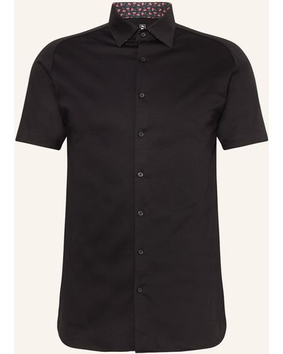 DESOTO Kurzarm-Hemd Slim Fit aus Jersey - Schwarz