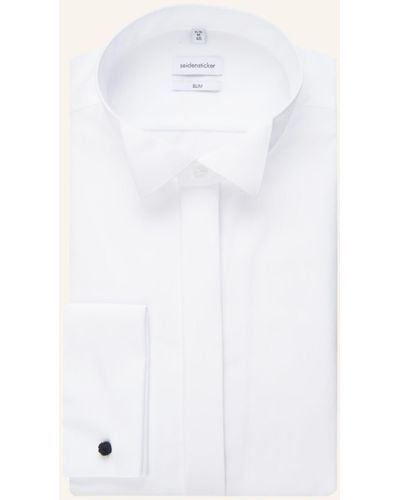 Seidensticker Smoking-Hemd Slim Fit mit Umschlagmanschette - Weiß