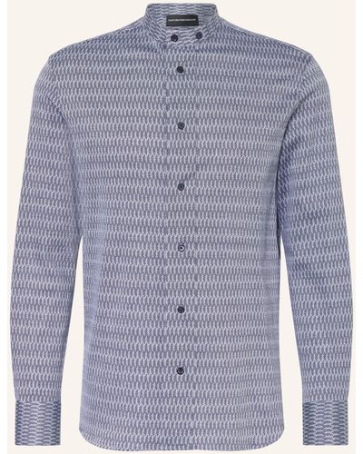 Emporio Armani Hemd Regular Fit mit Stehkragen - Blau