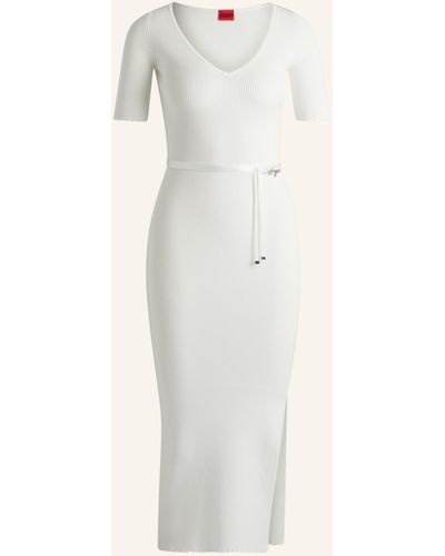 HUGO Gestricktes Kleid SIMBLY Slim Fit - Weiß
