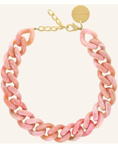 Vanessa Baroni Kette BIG FLAT CHAIN NECKLACE PEACH MARBLE by GLAMBOU - Pink