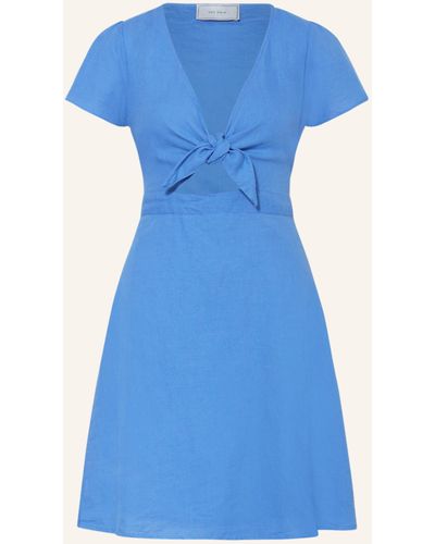 Neo Noir Kleid DIARA mit Leinen - Blau