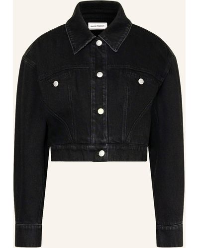 Alexander McQueen Cropped-Jeansjacke - Schwarz