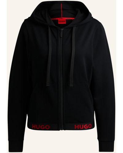 HUGO Loungewear Jacke SPORTY LOGO_JACKET Relaxed Fit - Schwarz
