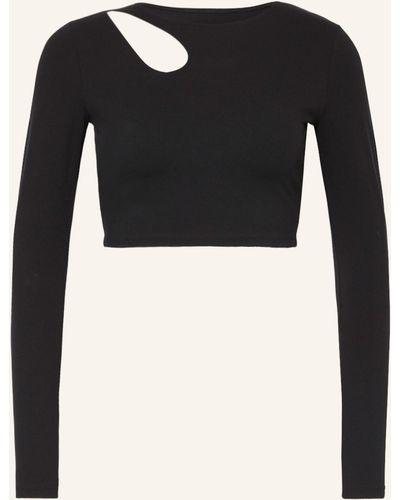 Wolford Cropped-Longsleeve mit Cut-out - Schwarz