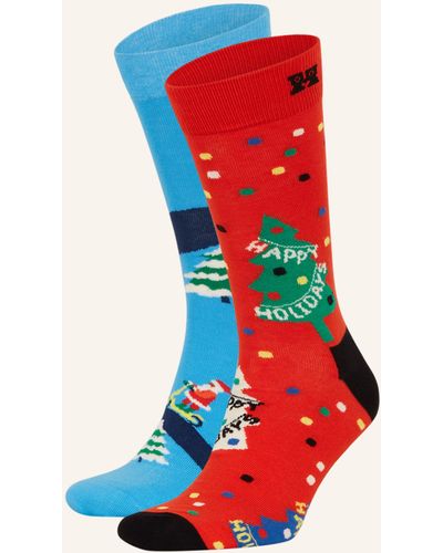 Happy Socks 2er-Pack Socken HAPPY HOLIDAY mit Geschenkbox - Rot