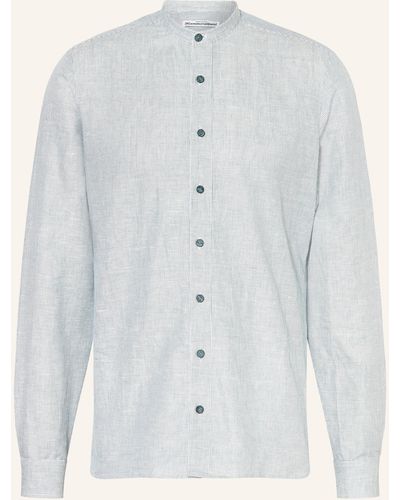 hammerschmid Trachtenhemd Slim Fit mit Stehkragen und Leinen - Blau