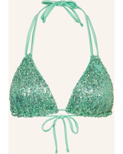 Guess Triangel-Bikini-Top mit Pailletten - Grün