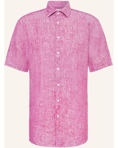 Seidensticker Kurzarm-Hemd Regular Fit aus Leinen - Pink