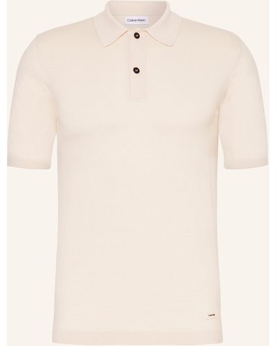 Calvin Klein Strick-Poloshirt - Natur