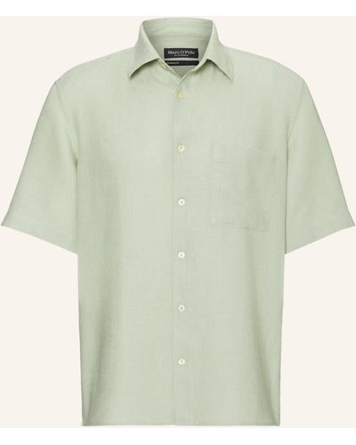 Marc O' Polo Kurzarm-Hemd Regular Fit aus Leinen - Grün