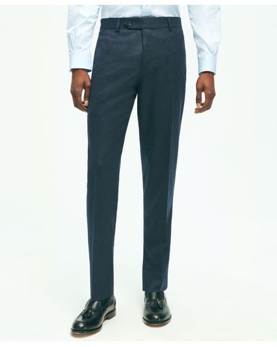 Brooks Brothers Slim Fit Wool Flannel Dress Pants - Blue