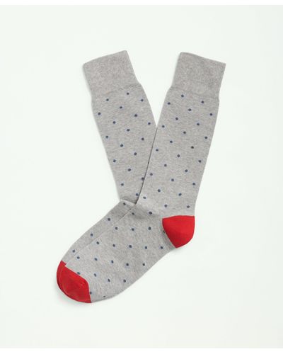 Brooks Brothers Cotton Blend Dot Socks - Gray