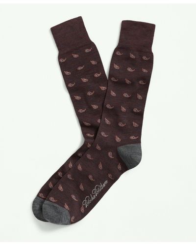 Brooks Brothers Wool Blend Paisley Socks - Purple