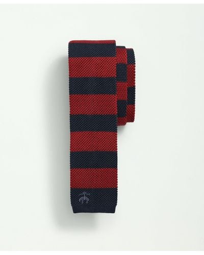 Brooks Brothers Silk Knit Bold Guard Striped Tie - Red