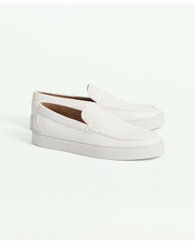 Brooks Brothers Hampton Leather Slip-on Sneakers - White