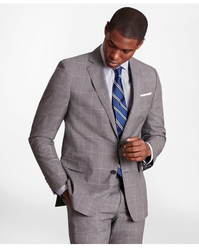 Brooks Brothers Regent-fit Windowpane Wool Suit Jacket - Gray