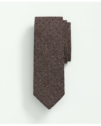 Brooks Brothers Silk Wool Flecked Dot Tie - Gray