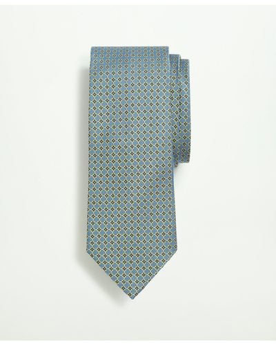 Brooks Brothers Silk Woven Mini Geo Pattern Tie - Blue
