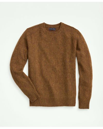 Brooks Brothers Brushed Wool Raglan Crewneck Sweater - Brown