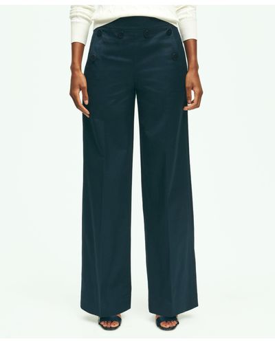 Brooks Brothers Cotton Twill Wide-leg Sailor Pants - Blue