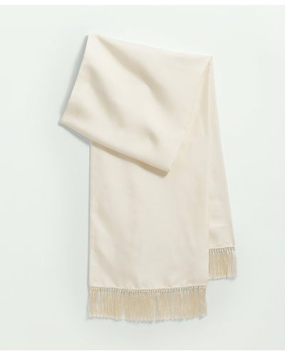 Brooks Brothers Formal Tassel Scarf In Double Layered Silk Twill - Natural