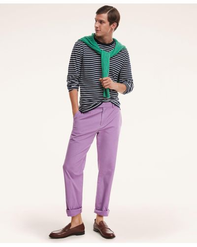 Brooks Brothers Clark Straight-fit Stretch Supima Cotton Poplin Chino Pants - Purple