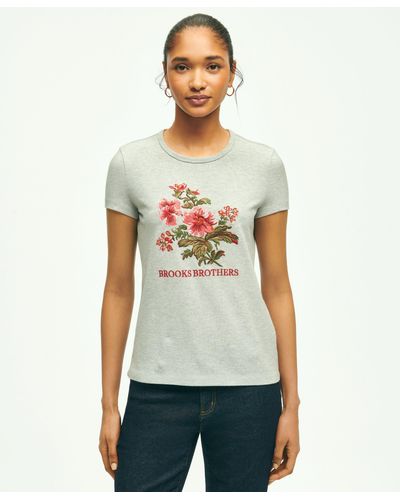 Brooks Brothers Cotton Embroidered T-shirt - White