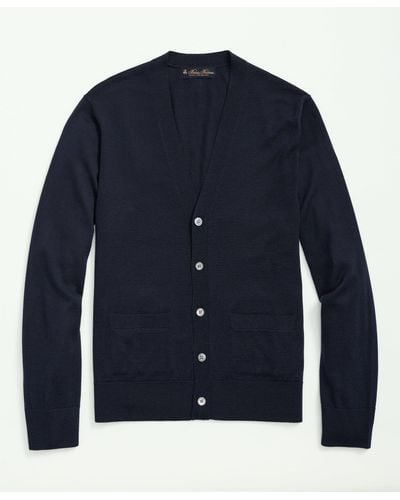 Brooks Brothers Fine Merino Wool Cardigan Sweater - Blue