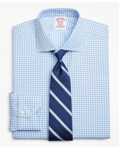 Brooks Brothers Stretch Madison Relaxed-fit Dress Shirt, Non-iron Royal Oxford Gingham - Blue