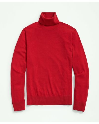 Brooks Brothers Fine Merino Wool Turtleneck Sweater - Red