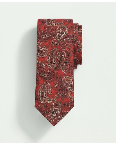 Brooks Brothers Linen Paisley Tie - Red