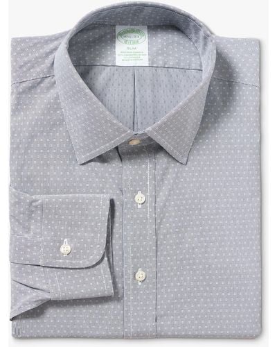 Brooks Brothers Camicia Grigia Slim Fit Non-iron In Cotone Elasticizzato Con Collo Ainsley - Grigio