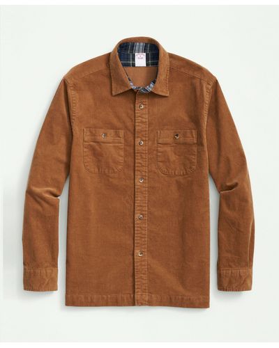 Brooks Brothers Stretch Cotton Corduroy Shirt Jacket - Orange