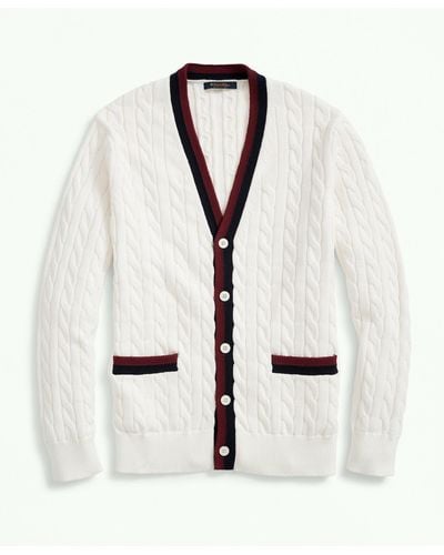 Brooks Brothers Vintage-inspired Supima Cotton Tennis Cardigan - Natural