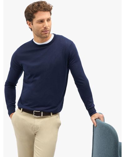 Brooks Brothers Navy Silk-cashmere Blend Crew-neck Sweater - Blu