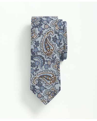 Brooks Brothers Linen Silk Paisley Tie - Blue