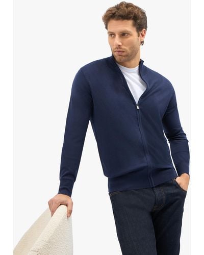 Brooks Brothers Navy Silk-cashmere Blend Zip-up Cardigan - Azul